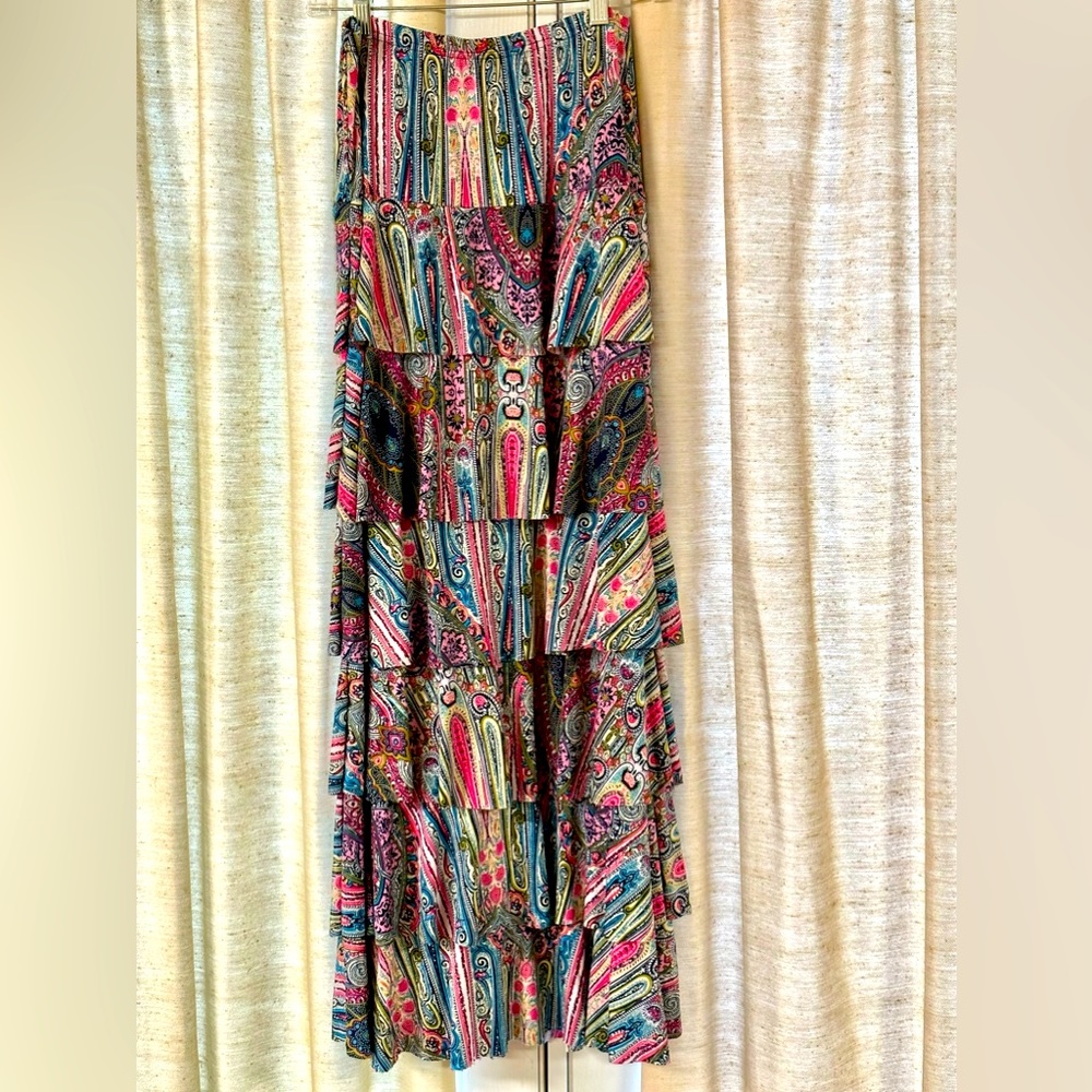 Nuggles Multi-Colored tiered maxi skirt Size S